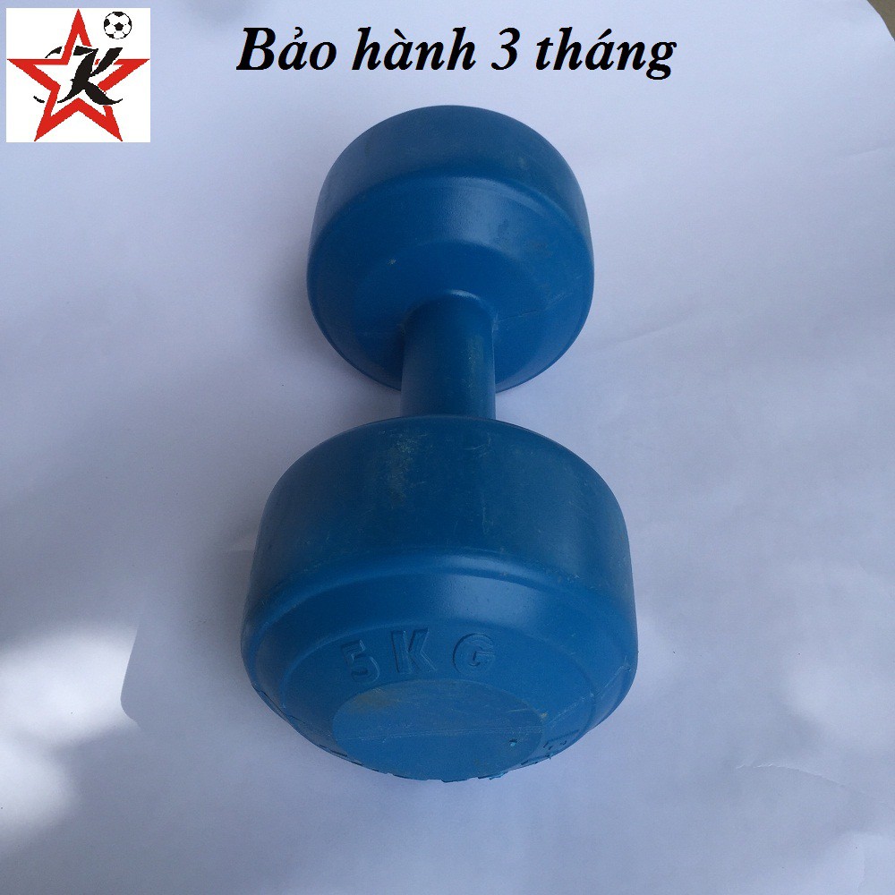 1 cục tạ tay đặc 5kg vỏ nhựa, có ruột là xi-măng non, tập tay, vai, ngực cho nam, cho nữ