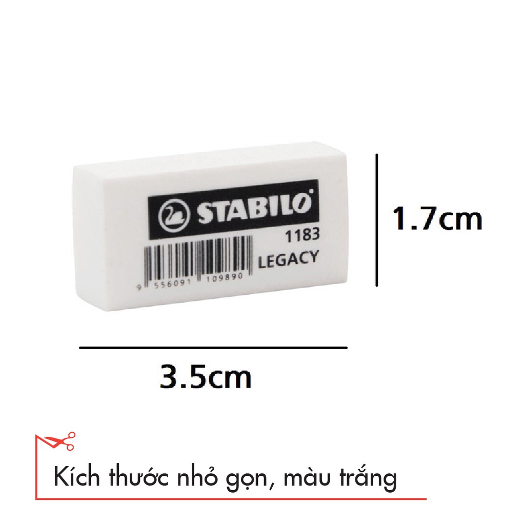 Hộp bút chì màu tẩy xóa được STABILO Swans 12 cây ngắn/hộp + Gôm tẩy STABILO Legacy (CLS-12HS+)