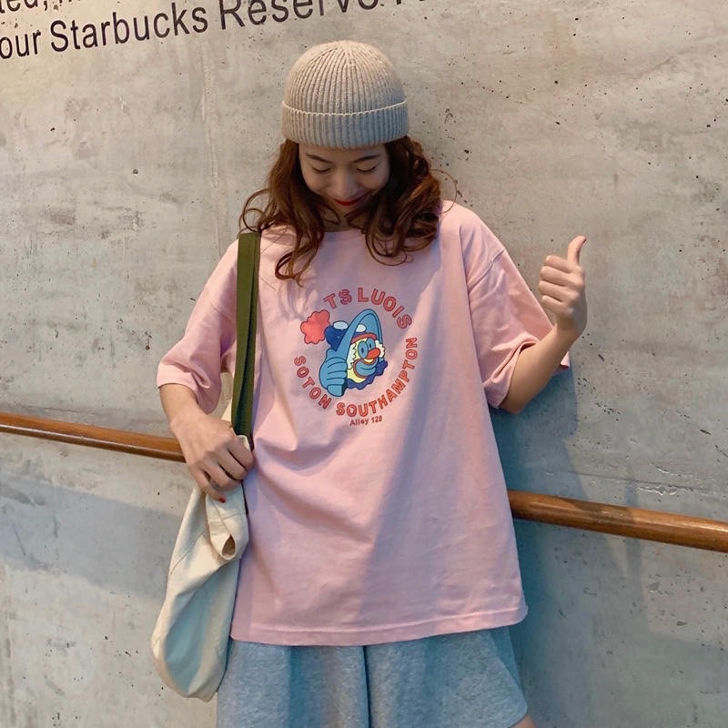 Áo thun phông PINK tay lỡ form rộng CHÚ HỀ Unisex