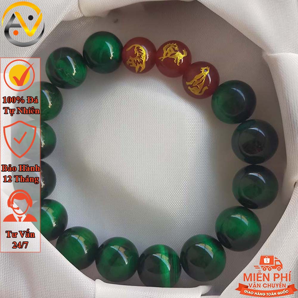 Vòng tay tam hợp quý nhân dần ngọ tuất - Vòng tay phong thủy mệnh mộc - Bảo hành 12 tháng