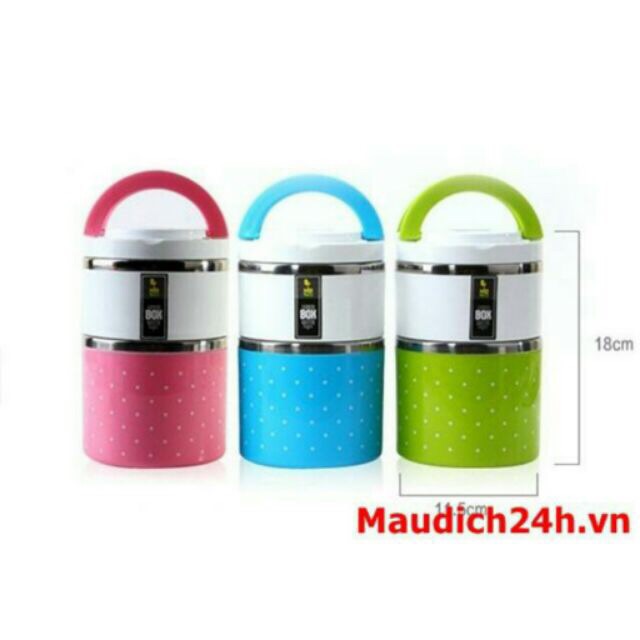 Hộp cơm giữ nhiệt  2 tầng lõi inox 8504