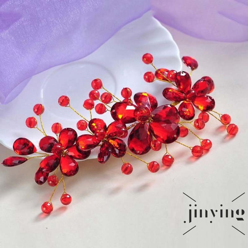 GETNOIVAS Cài tóc đính đá pha lê hình bông hoa sang trọng cho cô dâu