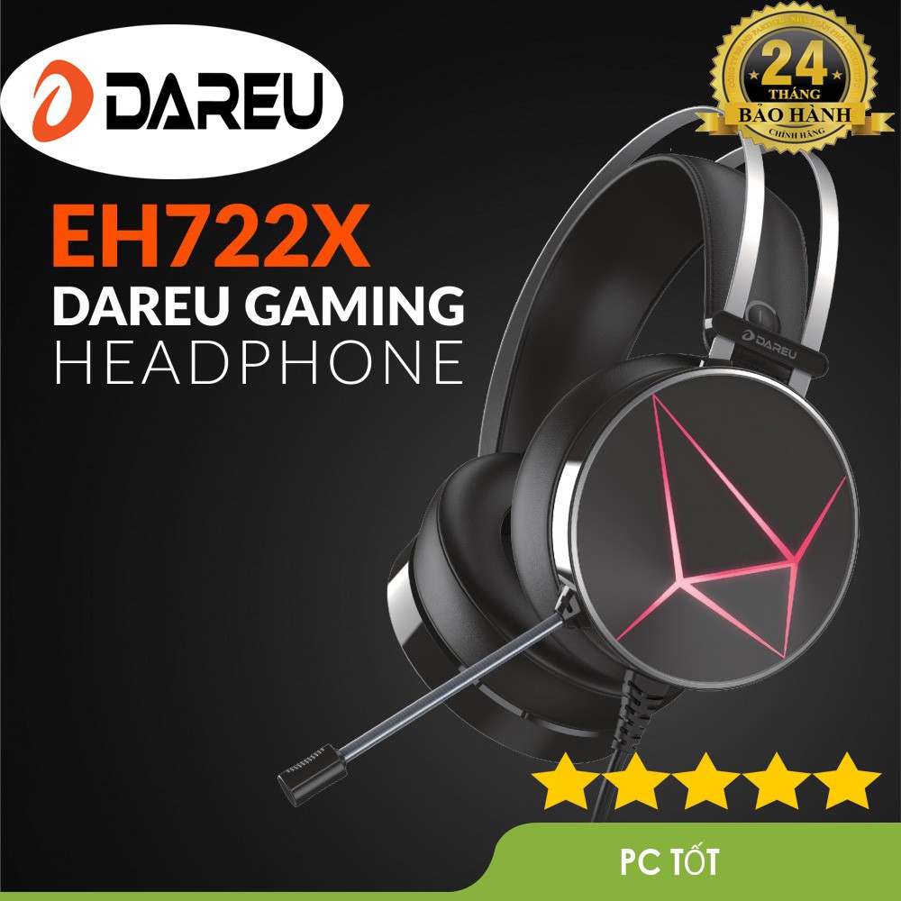 [Mã ELMSBC giảm 8% đơn 300K] Tai nghe gaming DAREU EH722X Black - Tăng khả năng khử ồn