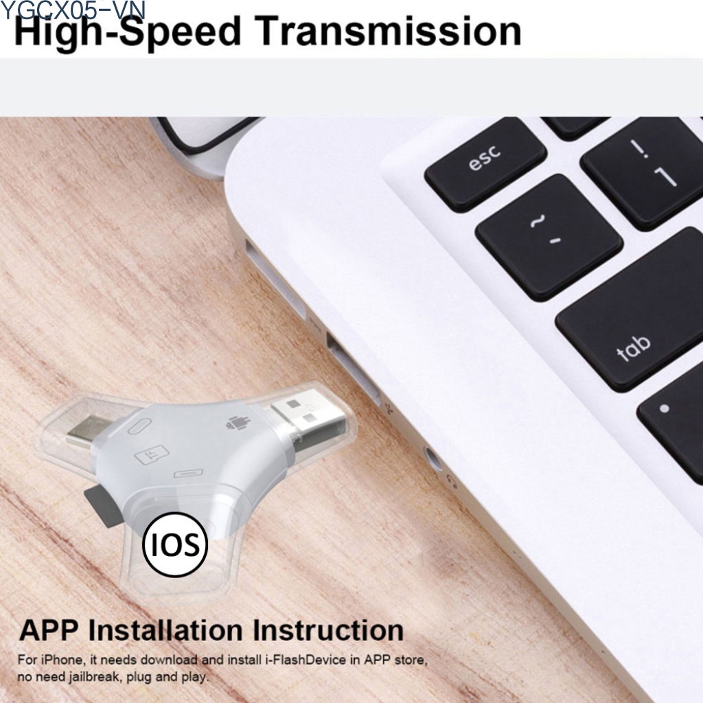 Đầu Đọc Thẻ Nhớ Đa Năng 4 Trong 1 Usb 2.0 Micro Usb Cho Iphone Android | BigBuy360 - bigbuy360.vn