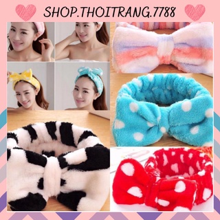 Băng Đô Nơ Rửa Mặt Nhung Mềm Mịn