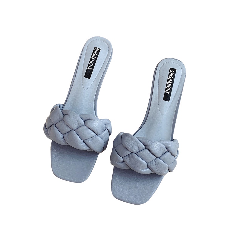 Big Size 35-42 Giày Sandal cao gót nữ hở gót phối dây cao 7.5cm