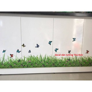 decal dán tường hàng rào xanh