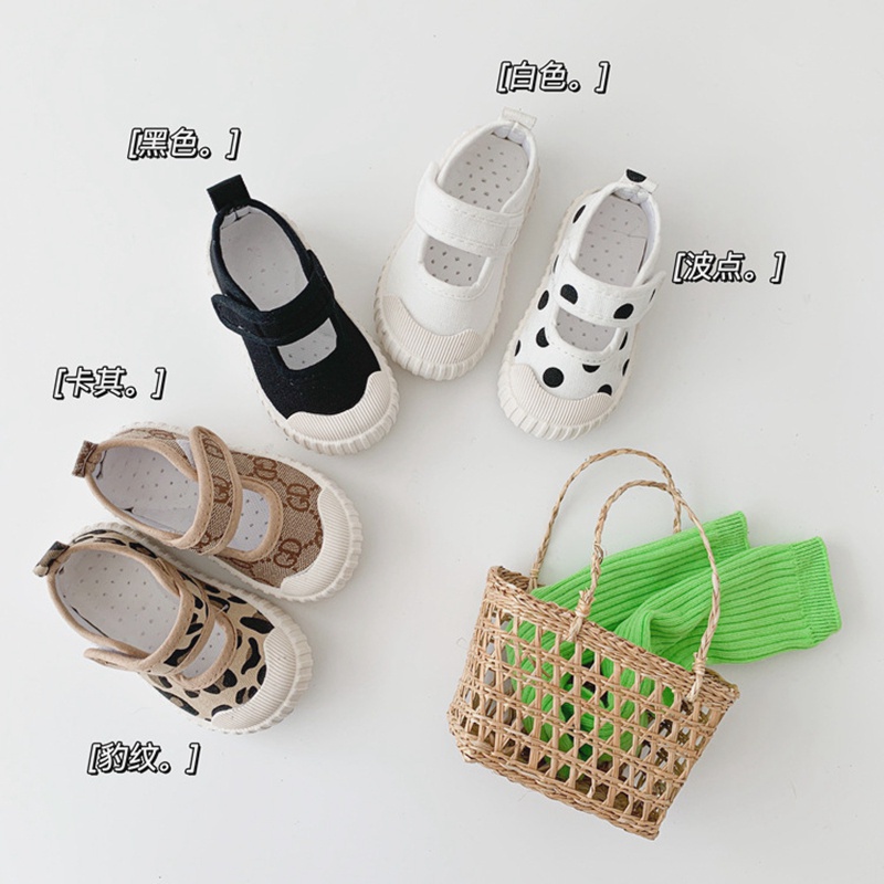 Giày vải canvas họa tiết da báo thời trang cho bé gái