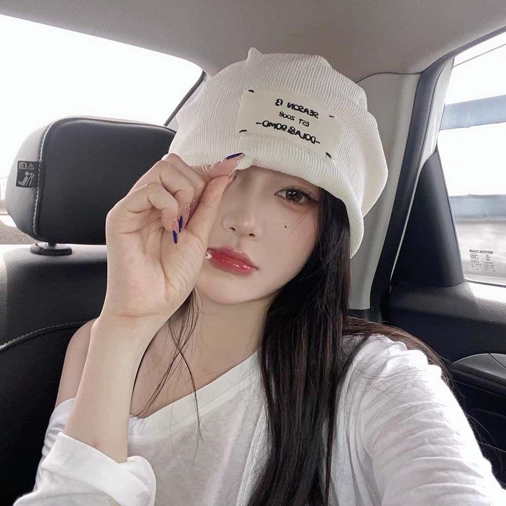 Mũ Beanie Màu Trơn In Chữ Phong Cách Hip Hop Thời Trang Thu Đông