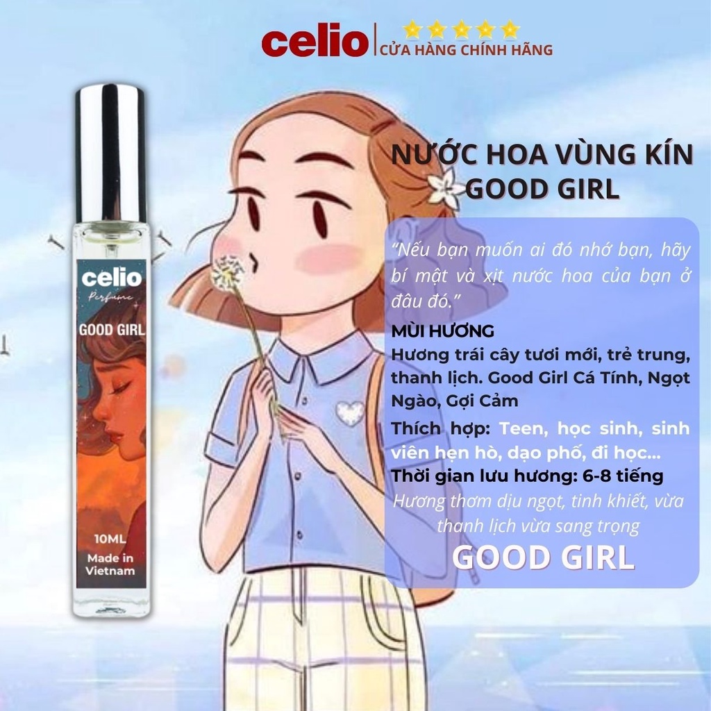 Nước Hoa Vùng Kín Cô Bé CELIO TOP 1 Nước Hoa Nữ Thơm Lâu Hết Hôi Bim Bím Cao Cấp Cá Tính