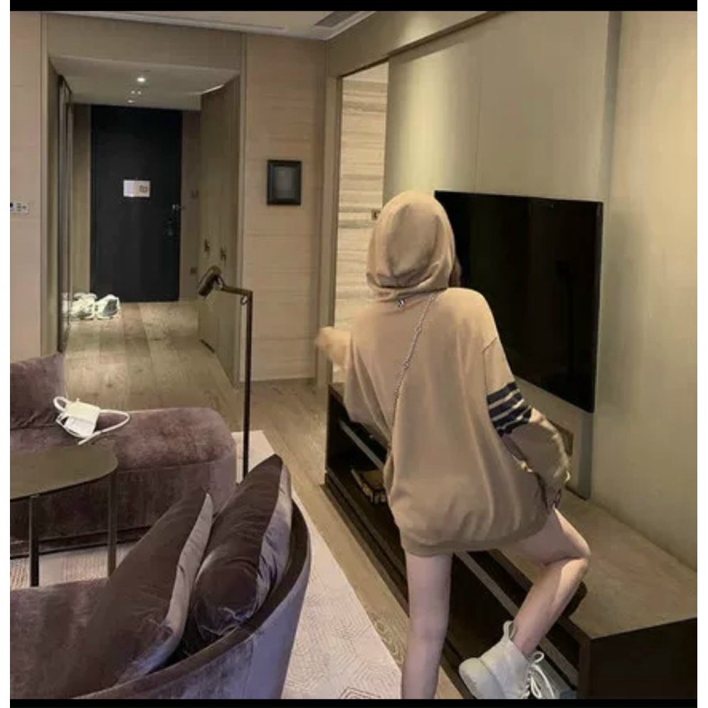 ÁO KHOÁC HOODIE NỮ PHỐI 4 SỌC TAY PHONG CÁCH CO NẰNG QUỐC DÂN XINH LUNG LINH