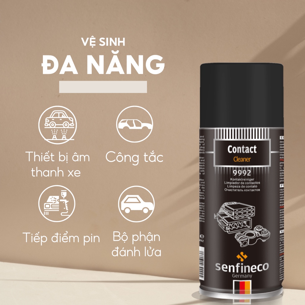 Dung dịch xịt vệ sinh bảng mạch điện tử Senfineco 9992 Contact Cleaner dung tích 450ML