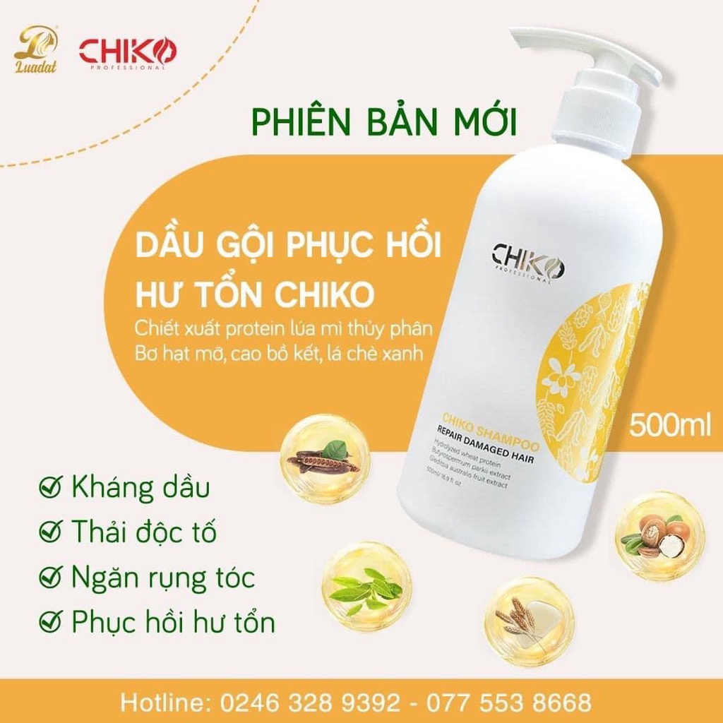 Dầu gội 5 trong 1 Chiko - 5 tính năng trong 1 chai gội duy nhất:DẦU GỘI + DẦU XẢ + DẦU HẤP + KHÁNG DẦU + THẢI ĐỘC