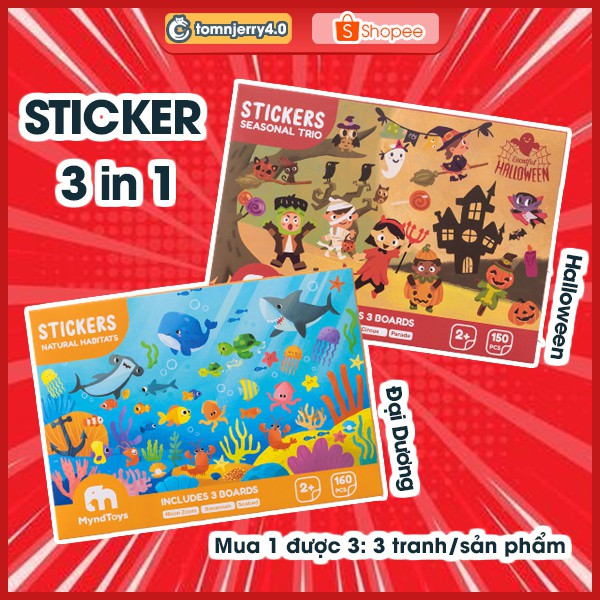 Đồ chơi giáo dục, bộ sticker Myndtoys dễ thương cho bé [TOM AND JERRY 4.0 TOYS STORE]