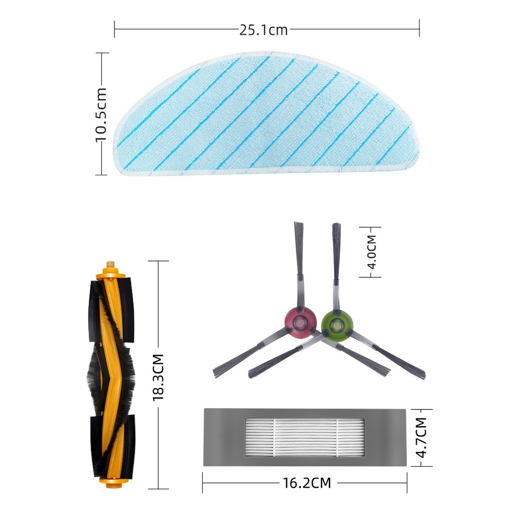 Phụ kiện khăn lau, chổi cạnh, chổi chính, màng lọc hepa cho Robot Ecovasc Deebot T9 Aivi,T9 Power ,T9 Max T9 Aivi Plus