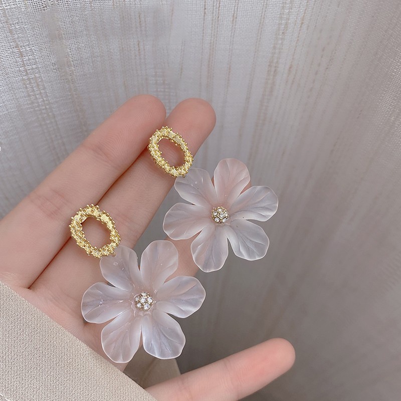 Bông Tai Bạc 925 Bằng acrylic Phong Cách vintage Hàn Quốc Cho Nữ