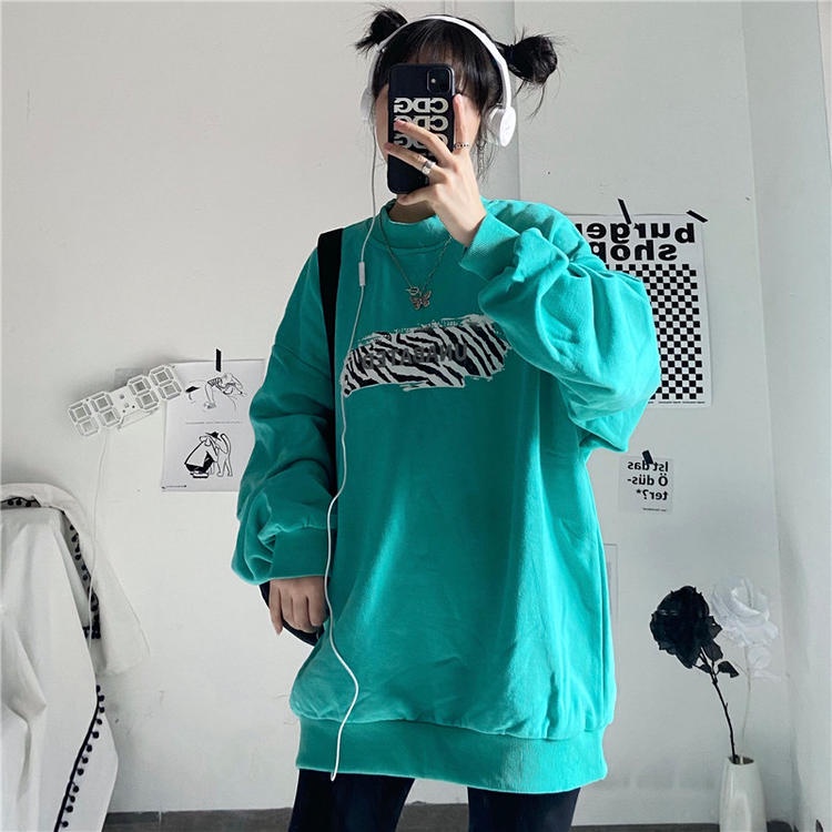 NRVP Áo Hoodie Dáng Rộng Thời Trang Hàn Quốc Đơn Giản Cá Tính Cho Nữ