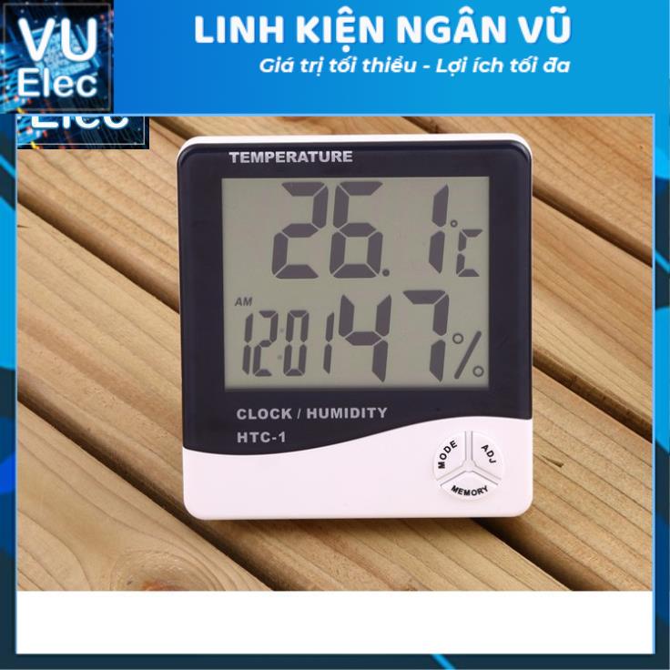 Nhiệt Ẩm Kế Điện Tử Đo Nhiệt Độ Và Độ Ẩm Phòng Ngủ - Đồng Hồ Đo Nhiệt Độ Và Độ Ẩm HTC-1 An toàn cho Bé