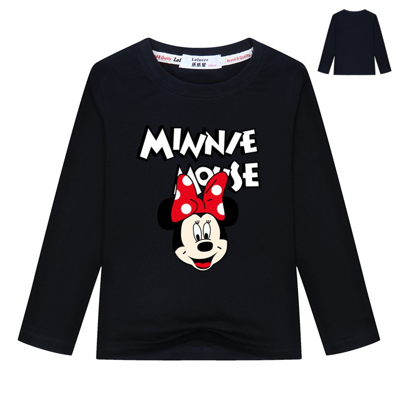 áo thun dài tay cho bé gái dễ thương chuột minnie vui nhộn ngọn tee