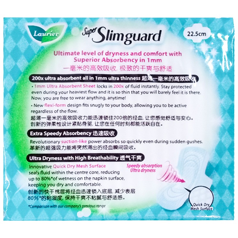 Băng vệ sinh siêu mỏng cánh Laurier Slimguard gói 20 miếng