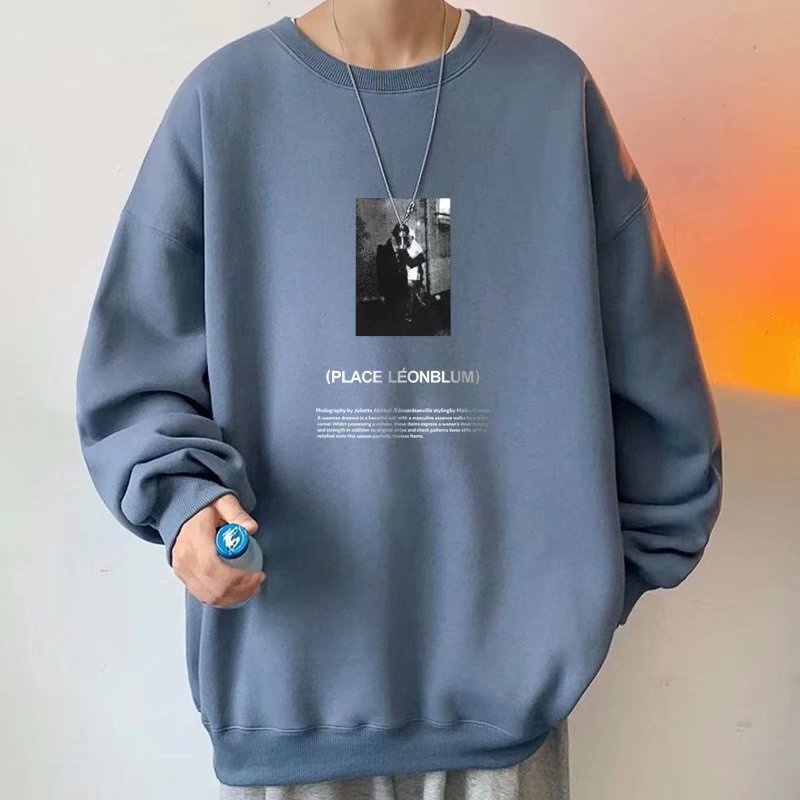 Áo Sweater Dáng Rộng Tay Dài Cổ Tròn Phong Cách Hồng Kông Thời Trang Mới Cho Nam