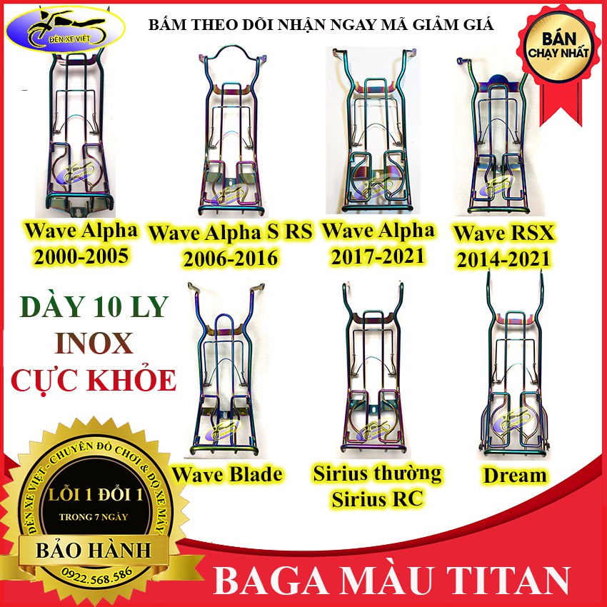 Baga màu Titan 10 ly lắp xe WAVE A S RS RSX 50 100 110 cc SIRIUS BLADE DREAM EXCITER WINNER WINNER X AIR BLADE