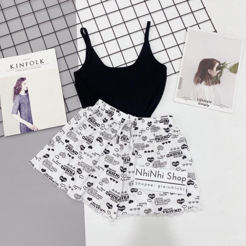 Sét đồ ngủ hai dây họa tiết sexxy co giãn, Bộ ngủ 2 dây mát lạnh BN0082 - NhiNhi Shop