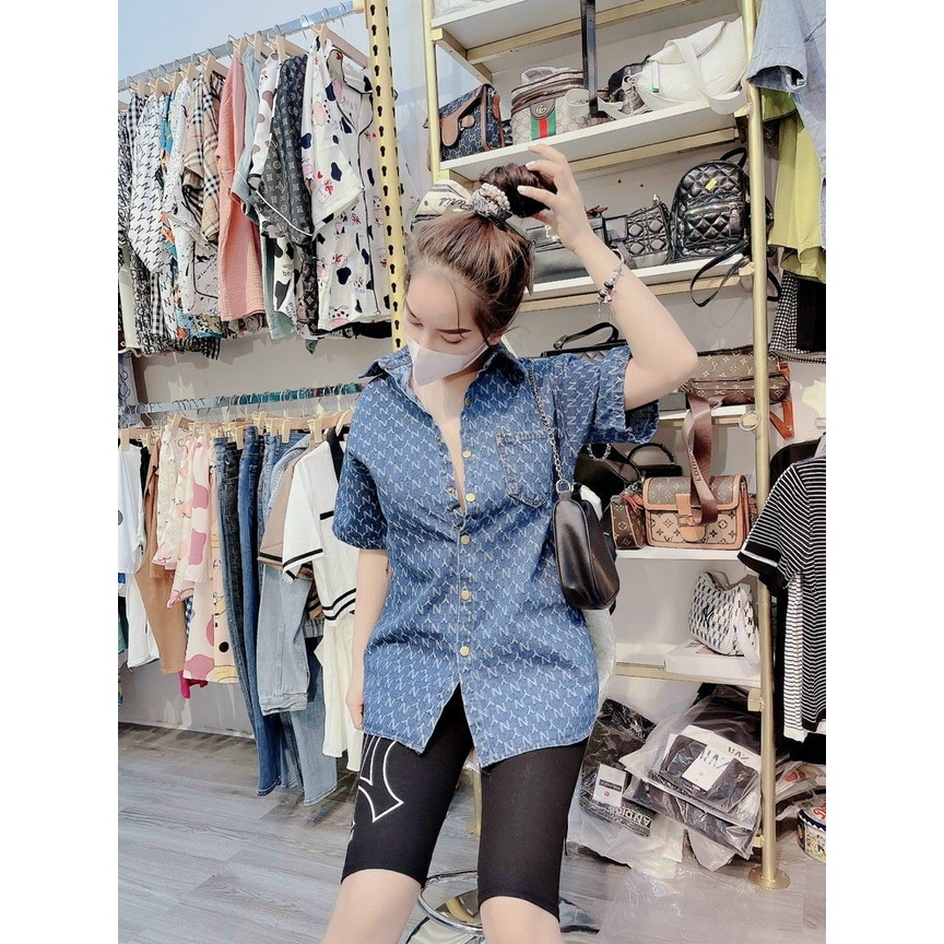 Áo jeans bò NYY in nổi hàng đẹp