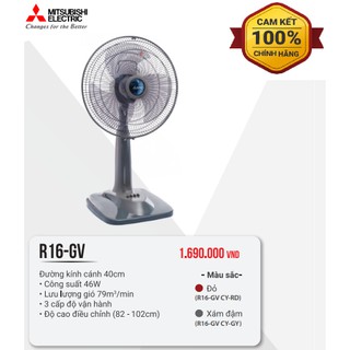 Quạt lửng mitsubishi r16-gv cy-rd , r16-gv cy-gy