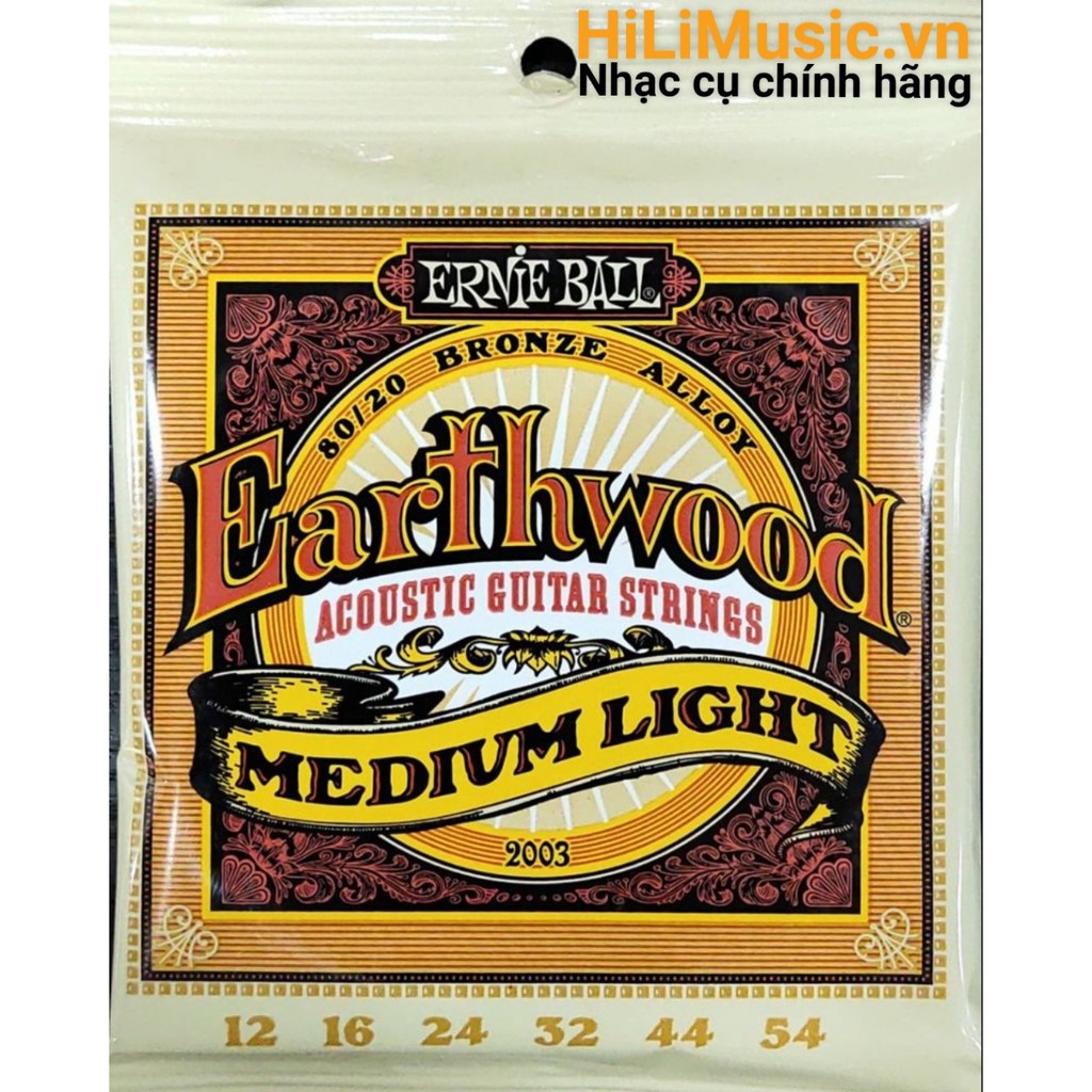 [Cửa Hàng Uy Tín] Dây Guitar Acoustic ERNIE BALL Earthwood Medium Light 12-54