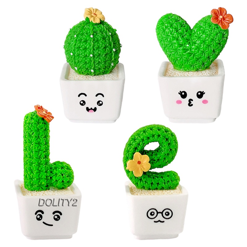 4Pieces Cactus Plants in White Pot Faux Succulents Desktop Decor Toy