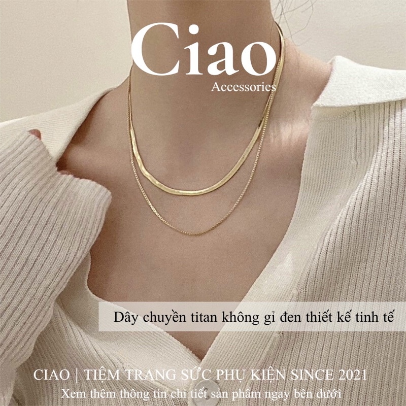 [HOẢ TỐC 1H] Dây chuyền/ Vòng cổ titan không gỉ thiết kế 2 lớp dây phong cách trendy Millary Ciao