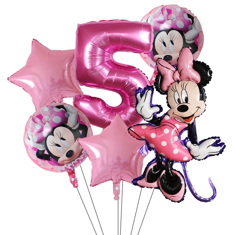 Set 6 Bong Bóng Lá Nhôm Hình Chuột Minnie Trang Trí Tiệc Sinh Nhật Cho Bé