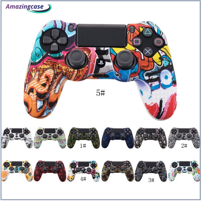 AI Camouflage Case Graffiti Studded Dots Silicone Rubber Gel Skin for Sony PS4 Slim/Pro Controller Cover Case for Dualshock4