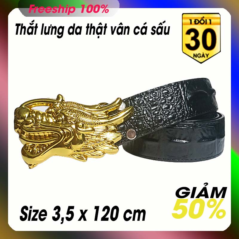 Thắt lưng nam da vảy cá lớp 2, bản 3,5 x 120 cm,đầu bằng kim loại, bền đẹp video sản phẩm