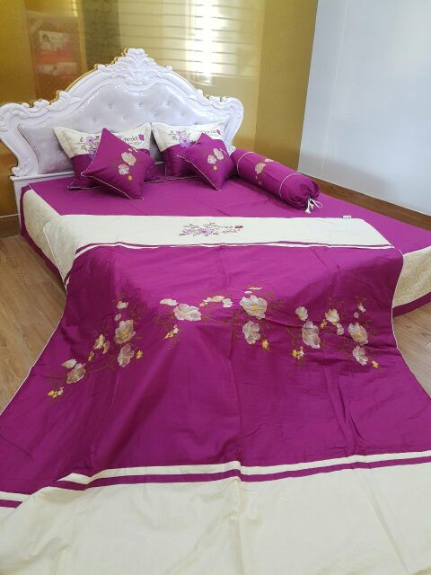 Bộ Chăn Ga Gối  EROSA vải Coton  SaTin.  kt 1m6x2m. 1m8x2m.