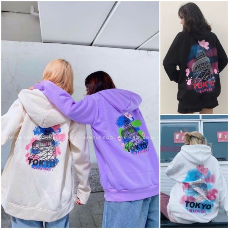 Áo Hoodie Khoác Nỉ Ngoại Zip TOKYO LOVE Form Rộng Unisex Size L, XL