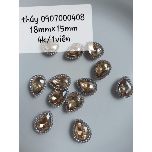 Set 10 hạt đá giọt nước viền xoàn