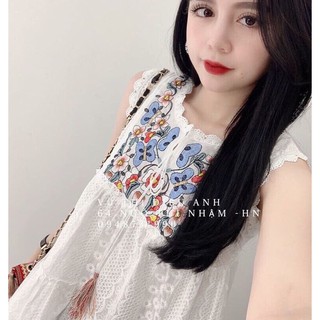 Áo sát nách thêu hoa dáng babydoll