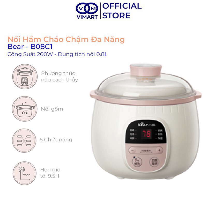 Nồi nấu chậm 0,8L Bear DDZ-B08C1