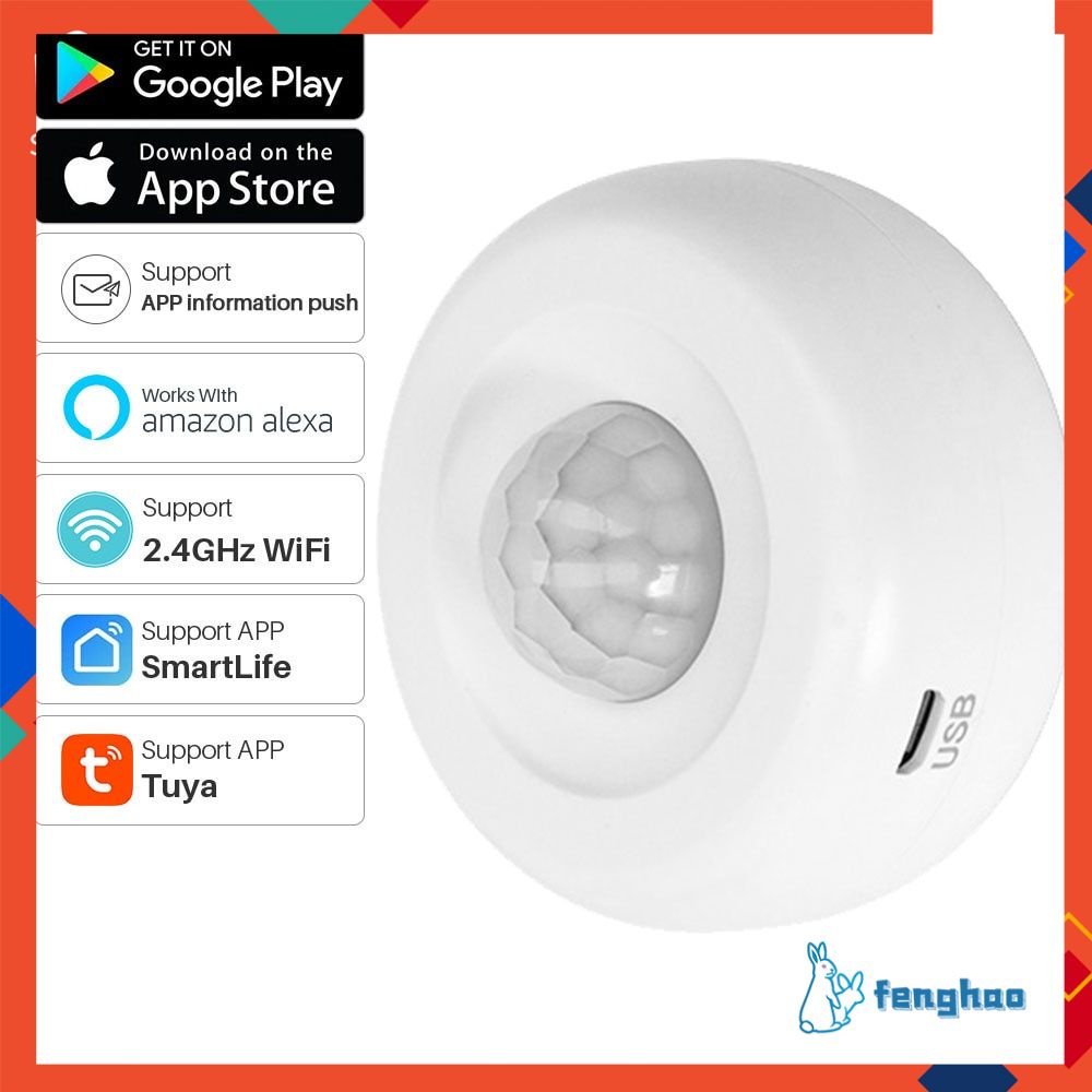 TUYA WIFI PIR Không Dây Cảm Biến Chuyển Động Hồng Ngoại Dò An Ninh Ứng Dụng Kiểm Soát An Ninh Tại Nhà