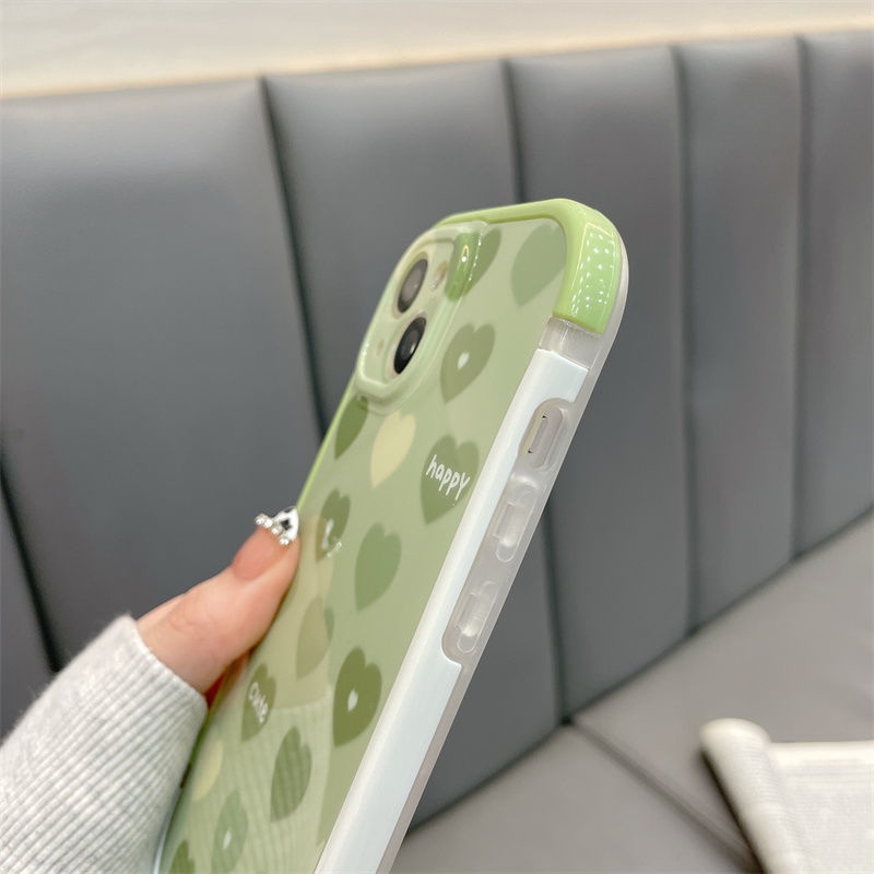 Ốp Điện Thoại In Họa Tiết Trái Tim Màu Xanh Lá Bảo Vệ Toàn Diện Cho IPhone 12 13 11 Pro Max X Xs Max Xr Ghnv