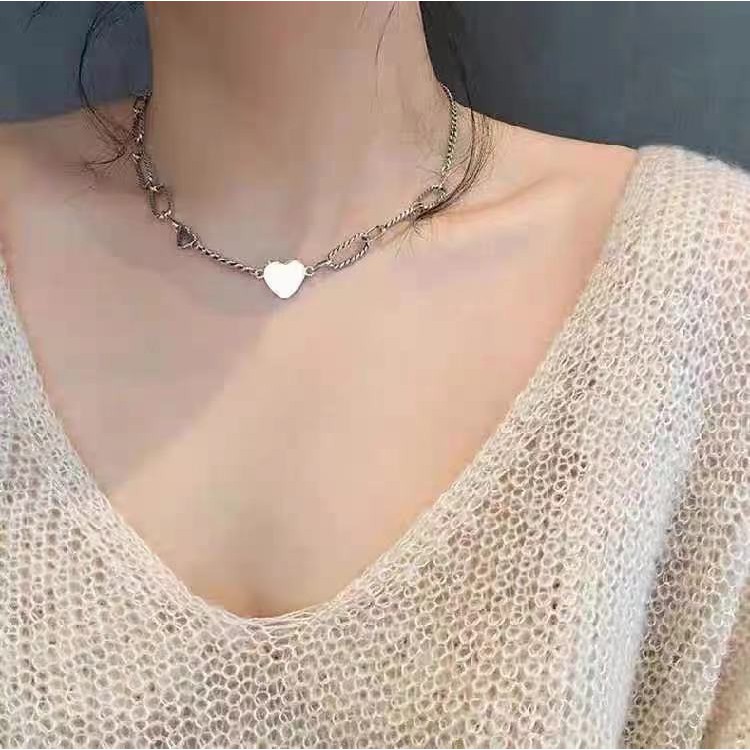 Dây chuyền vòng cổ 2 mặt hình trái tim tình yêu