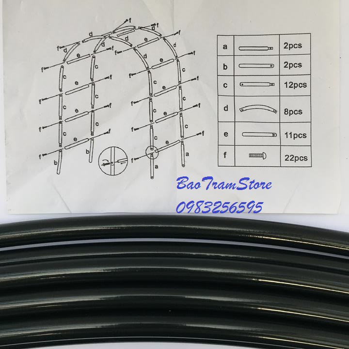 Khung vòm hoa hồng leo màu xanh cao 2,4m rộng 1,4m ngang 40cm làm từ thép ống phi 13mm