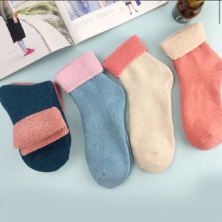 Tất len 2 màu cao cổ phong cách Vintage Hàn Quốc