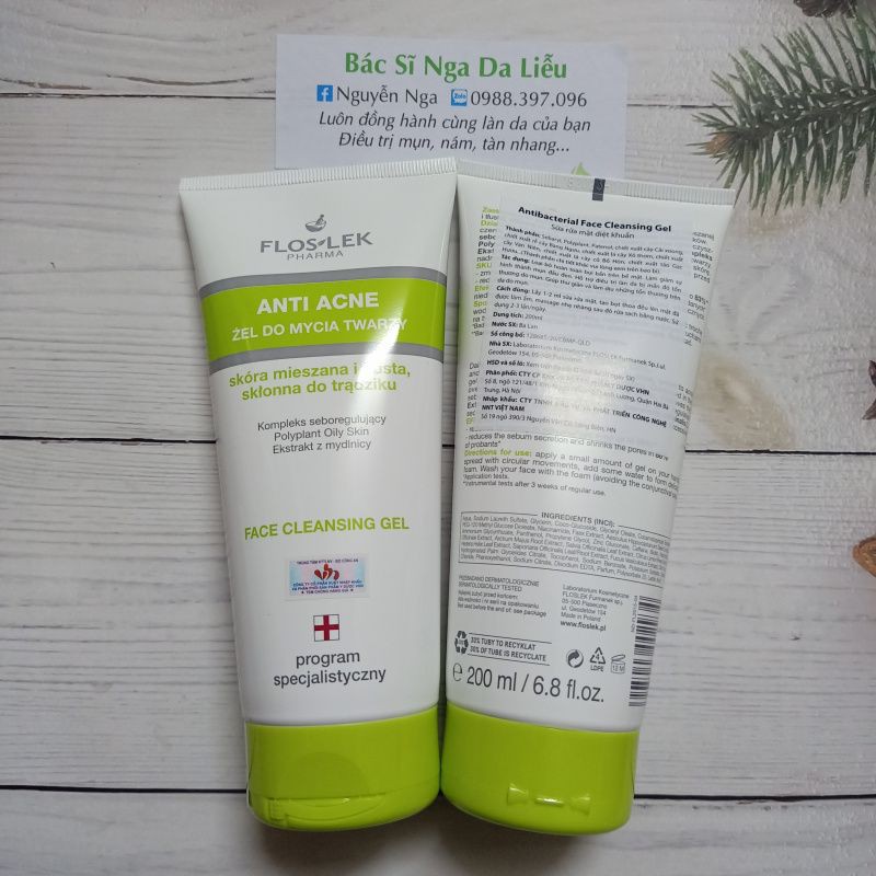 ✔️[CHÍNH HÃNG] Sữa rửa mặt cho da nhờn mụn Floslek Pharma Antibacterial Face Cleansing Gel (200ml) (Mẫu Mới) | BigBuy360 - bigbuy360.vn