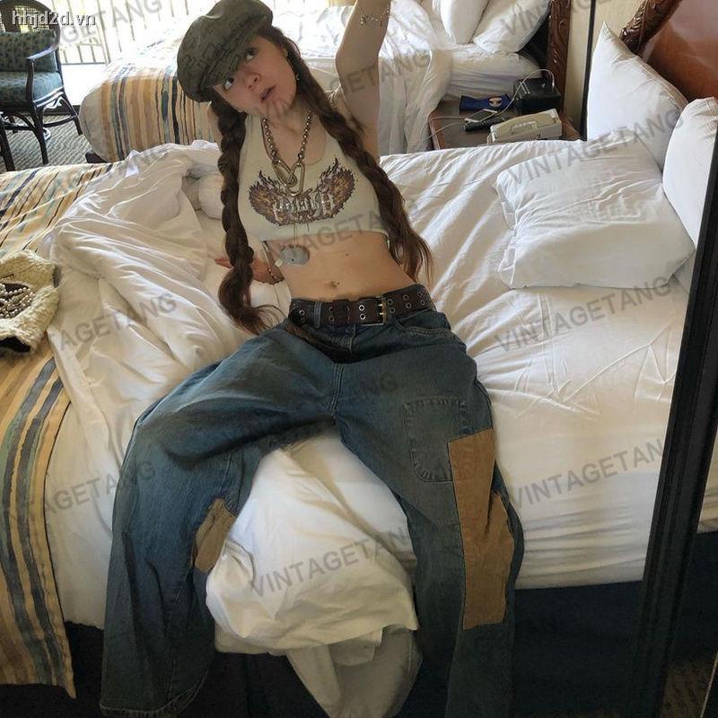 Quần Jean Ống Rộng Lưng Cao Phong Cách Mỹ Cổ Điển Thời Trang Cho Nữ