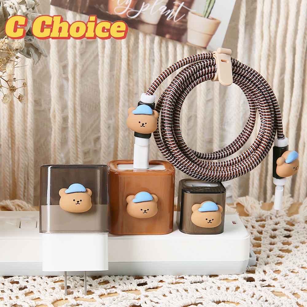 Phụ Kiện Bảo Vệ Đầu Sạc 5W 18w 20W Hình Gấu Xinh Xắn Cho compatible for iPhone 6plus 7 8 11 12 13 pro max xs xr