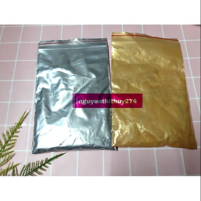 10G Bột nhũ kim loại metallic Gold, Sliver nguyên liệu làm slime ( HÌNH LÀ 50G )