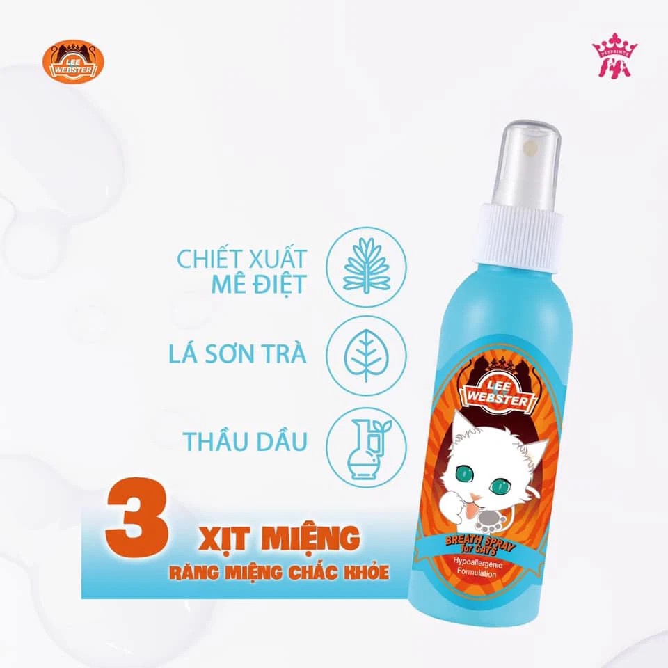 XỊT VỆ SINH RĂNG MIỆNG CHO MÈO LEE&amp;WEBSTER - 130ML